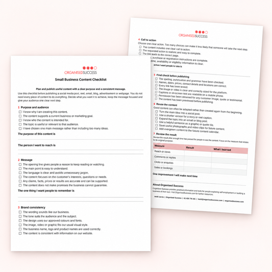 Small Business Content Checklist
